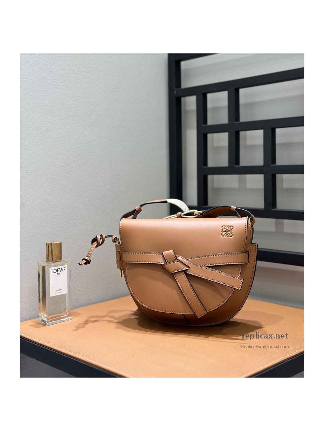 Loewe Gate Dual Small Bag Tan Embroidered Strap