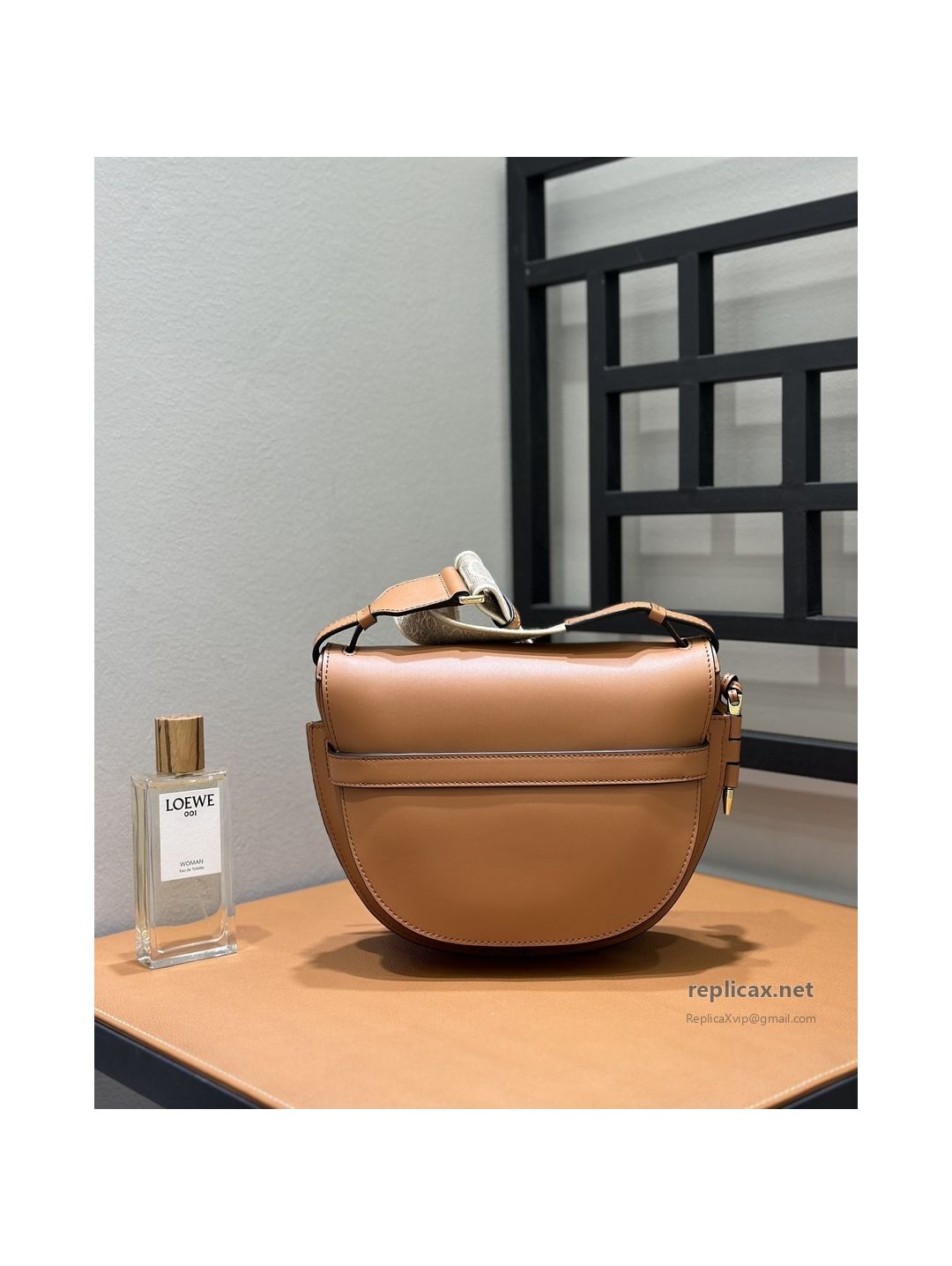 Loewe Gate Dual Small Bag Tan Embroidered Strap
