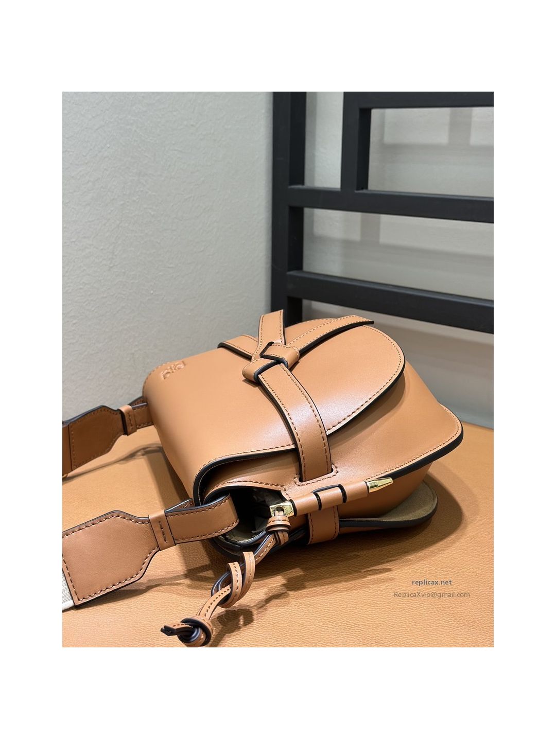 Loewe Gate Dual Small Bag Tan Embroidered Strap