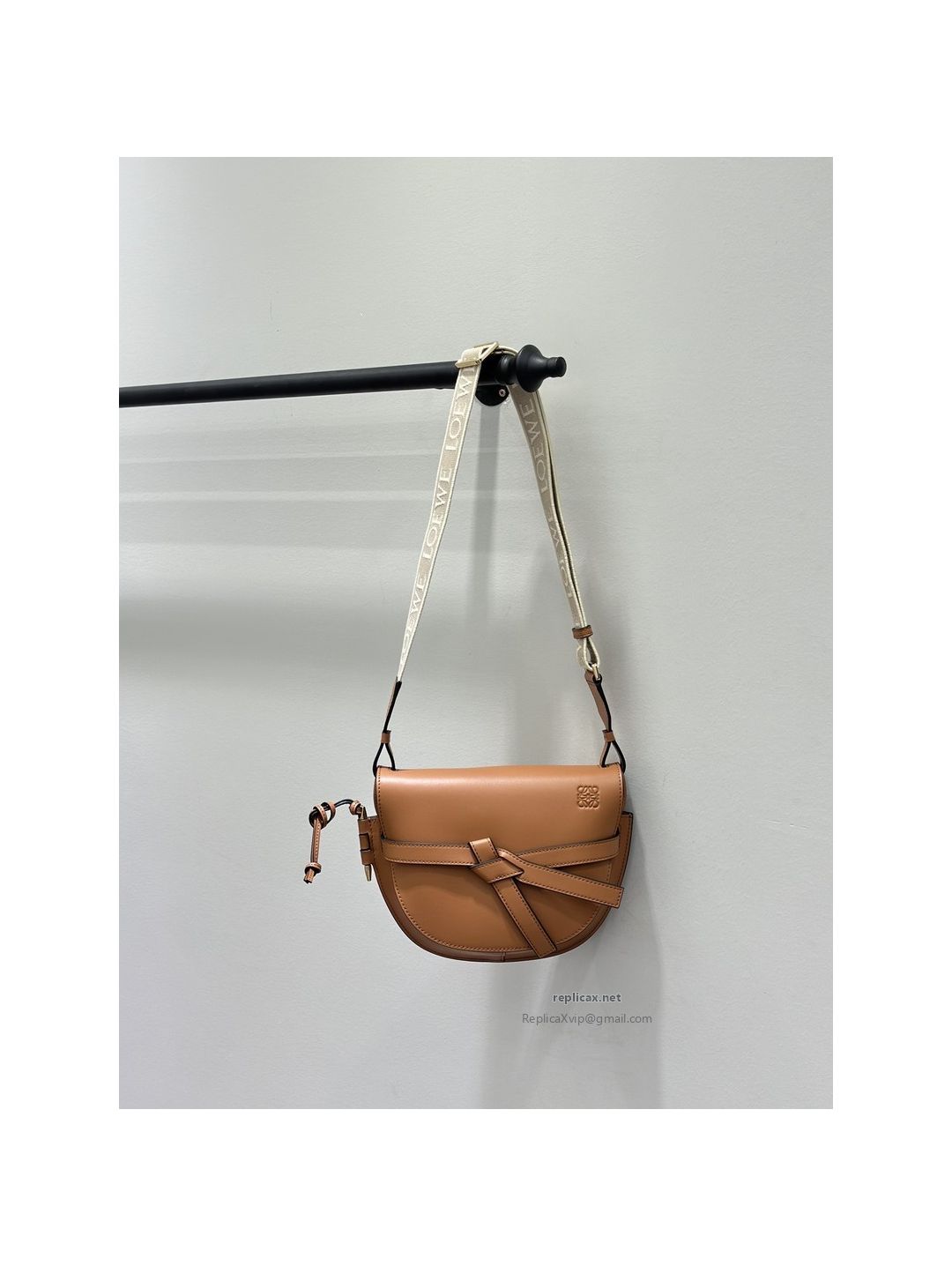 Loewe Gate Dual Small Bag Tan Embroidered Strap