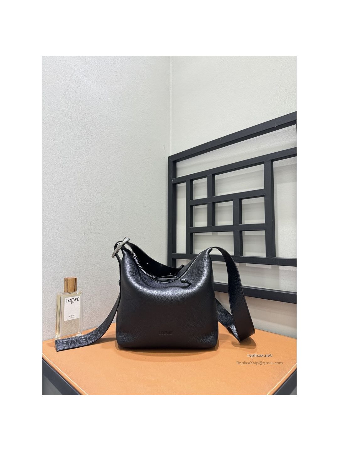 Loewe Loop Hobo Bag Black Grained Calfskin