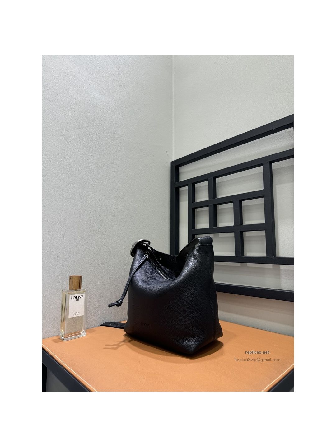 Loewe Loop Hobo Bag Black Grained Calfskin
