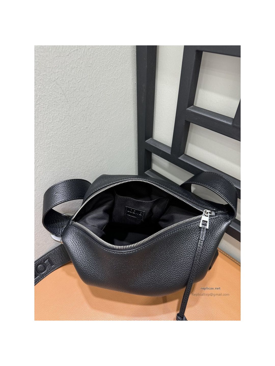 Loewe Loop Hobo Bag Black Grained Calfskin