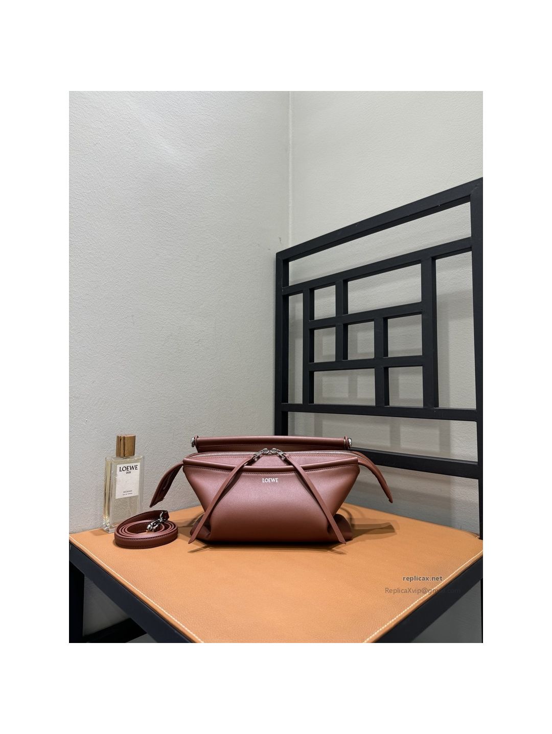 Loewe Whisker Handbag Glazed Calfskin Brown
