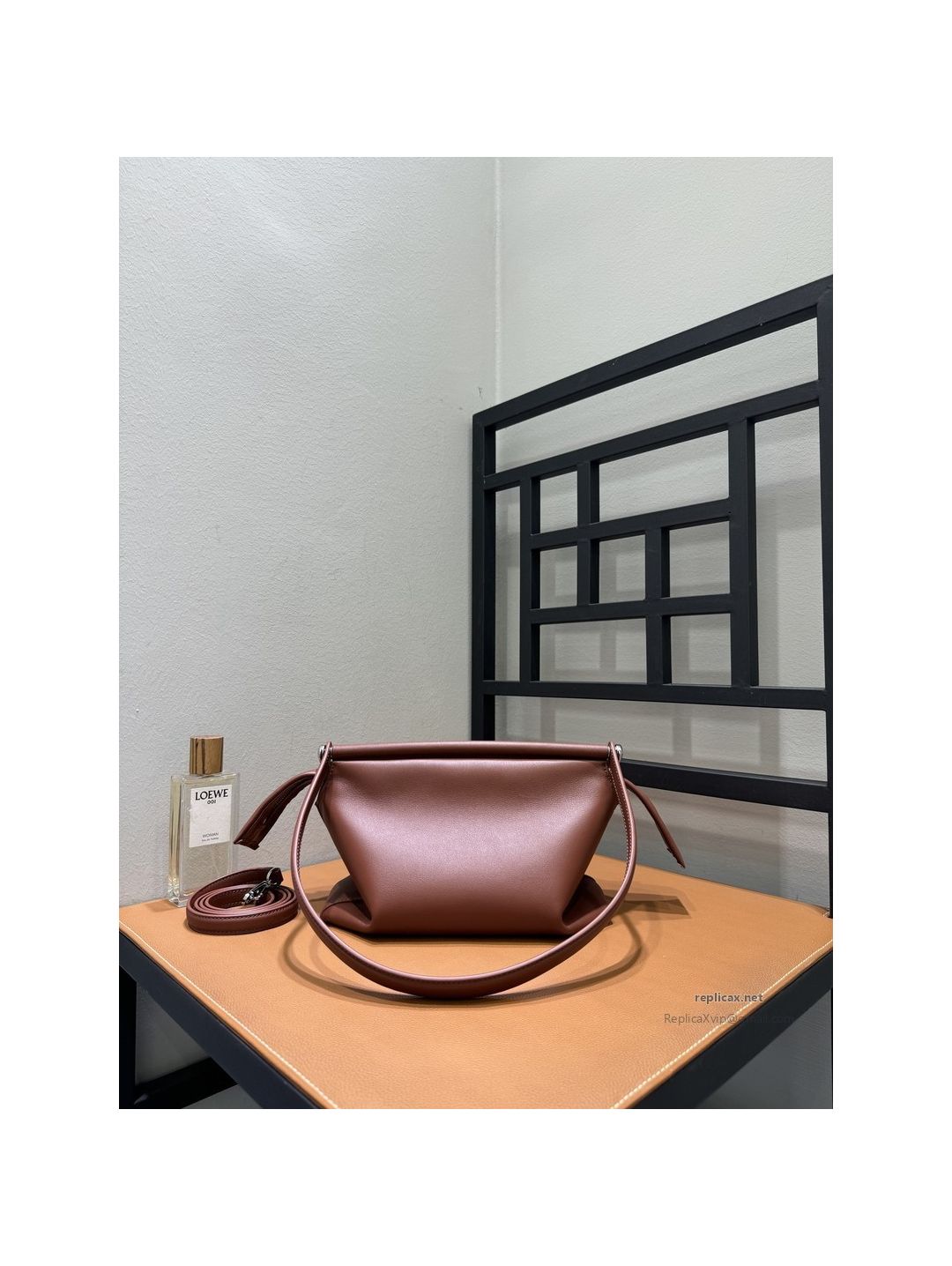 Loewe Whisker Handbag Glazed Calfskin Brown