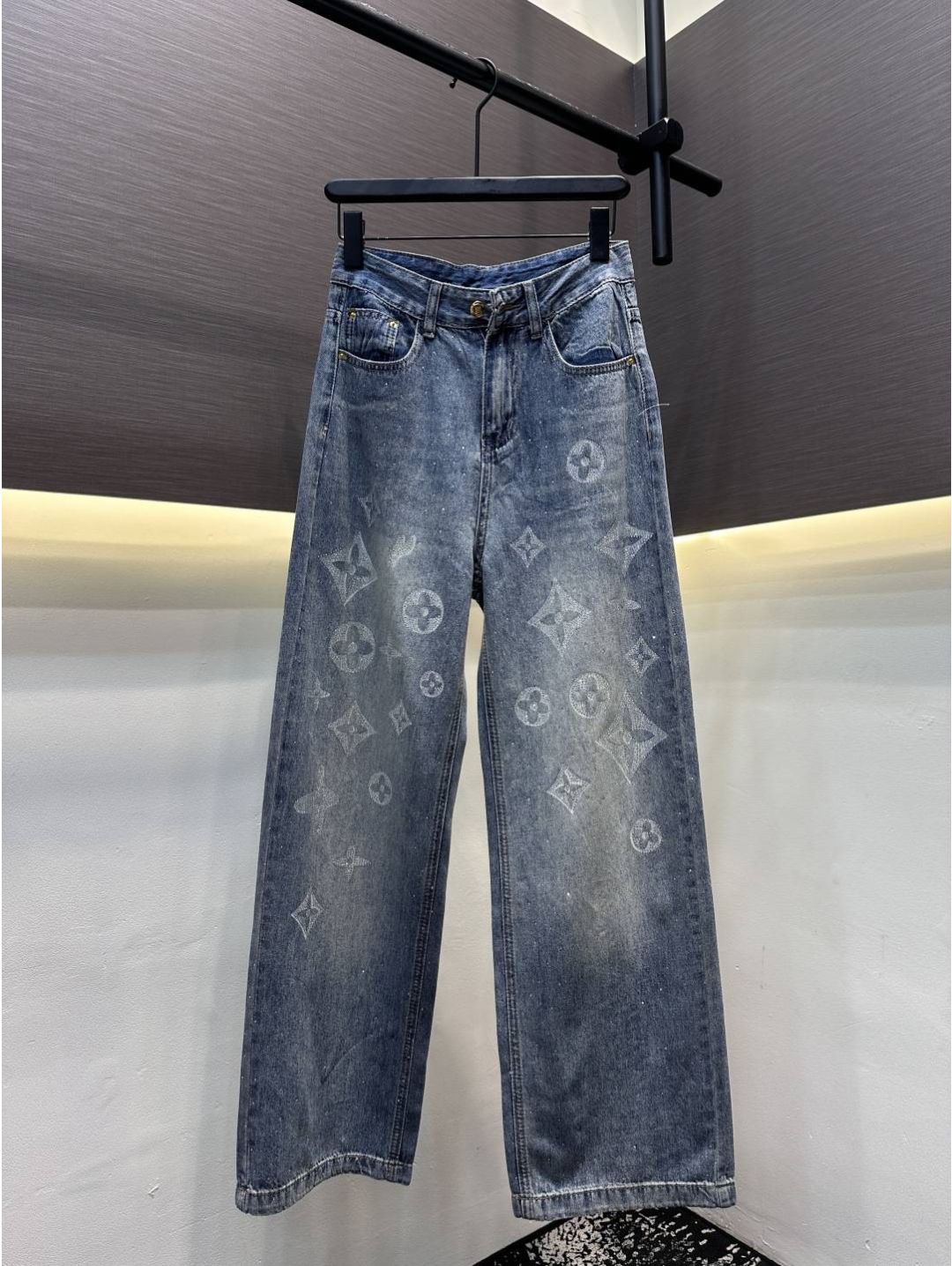 Louis Vuitton Wide-Leg Monogram Jeans in Multicolor