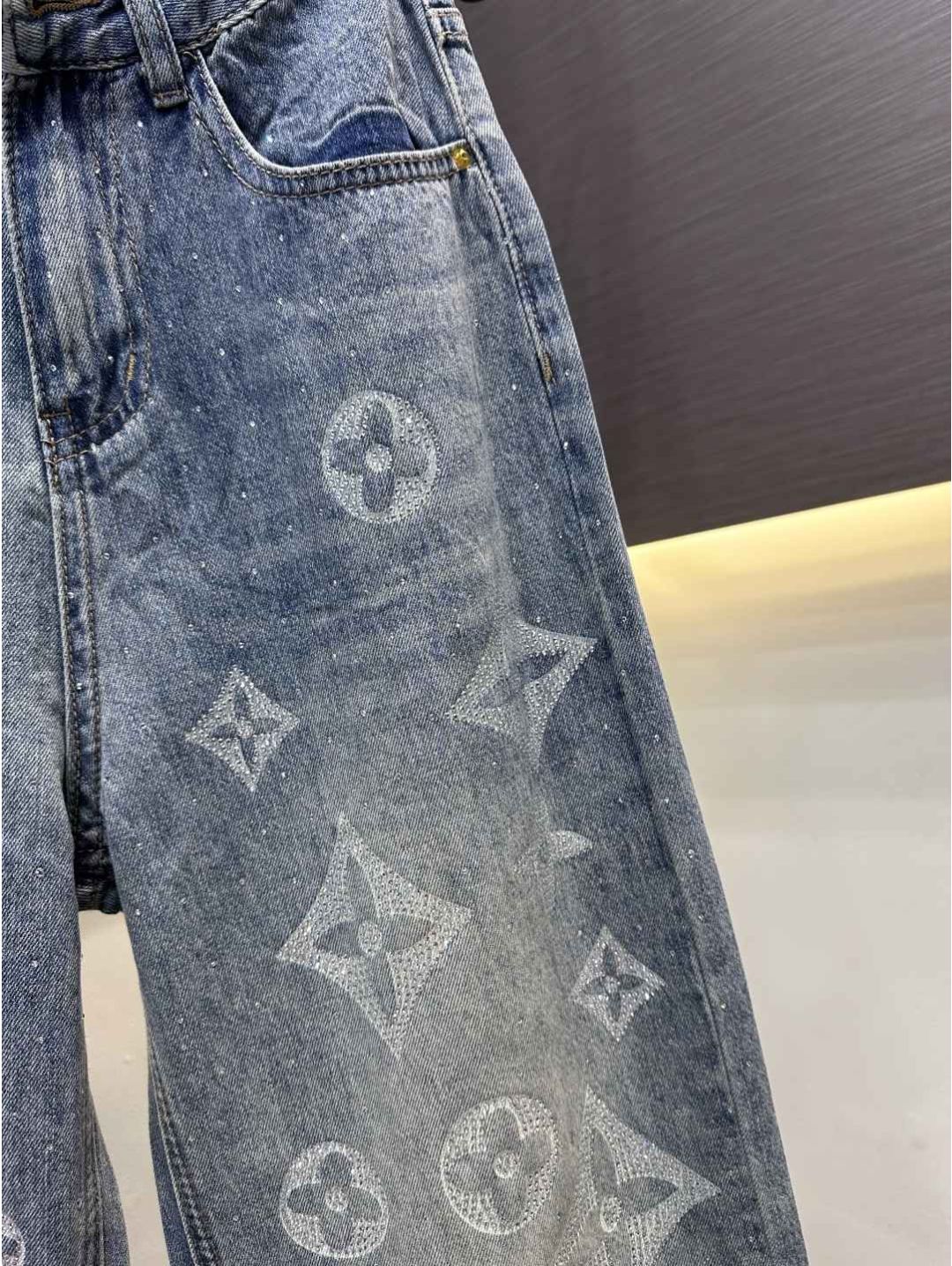Louis Vuitton Wide-Leg Monogram Jeans in Multicolor