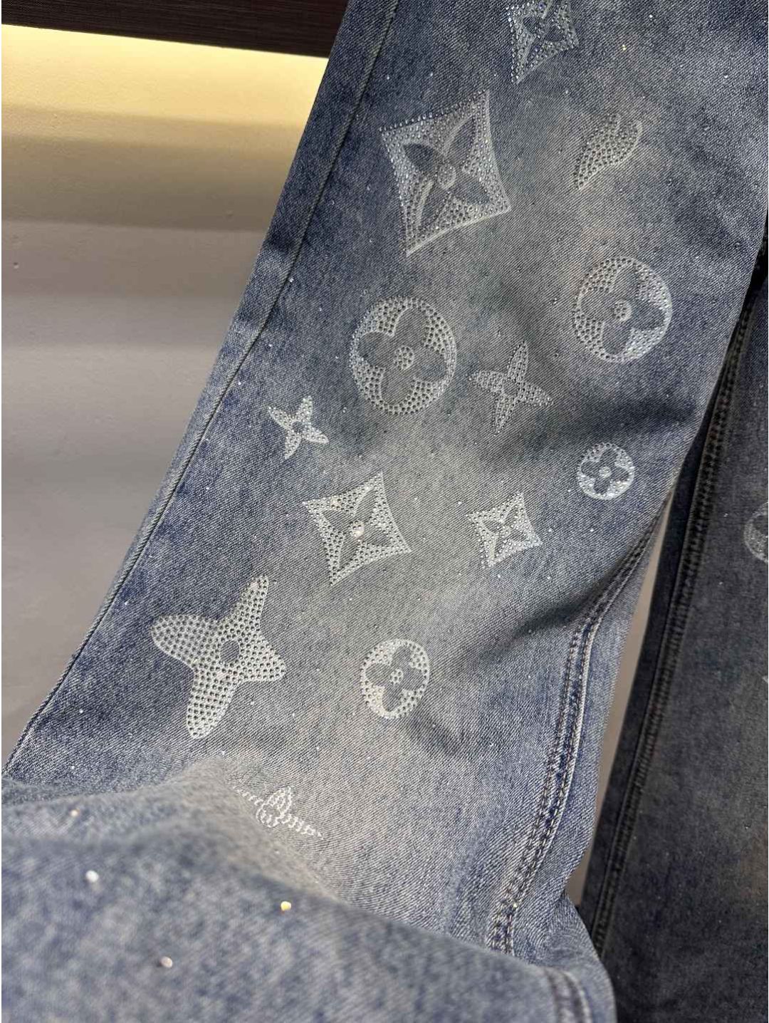 Louis Vuitton Wide-Leg Monogram Jeans in Multicolor