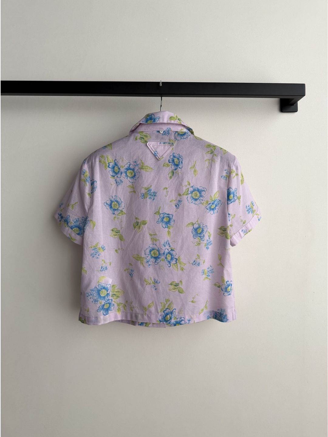 Prada Short Sleeve Lace Shirt in Multicolor