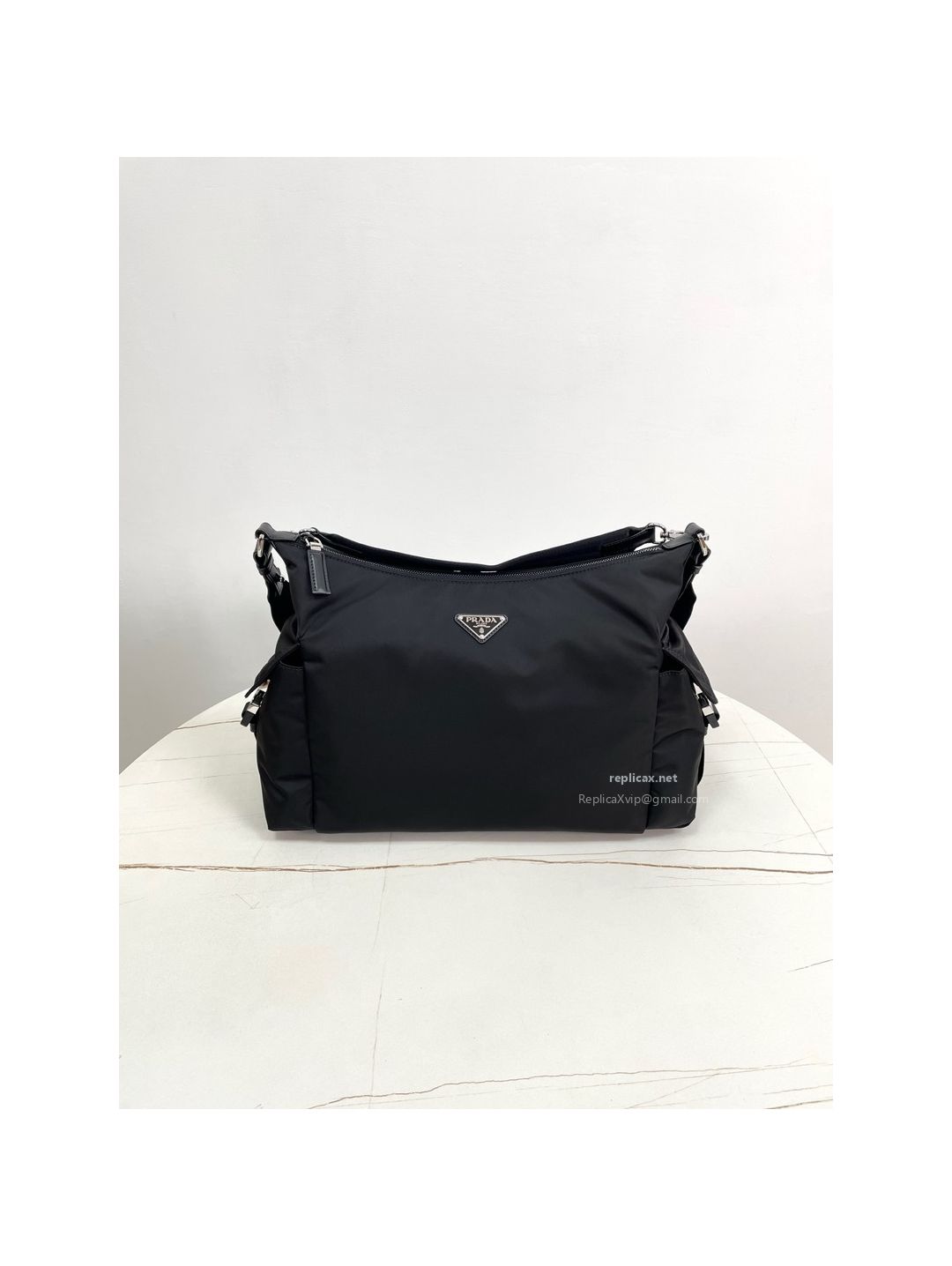 Prada Explore Re-Nylon Large Shoulder Bag Black 2VH204