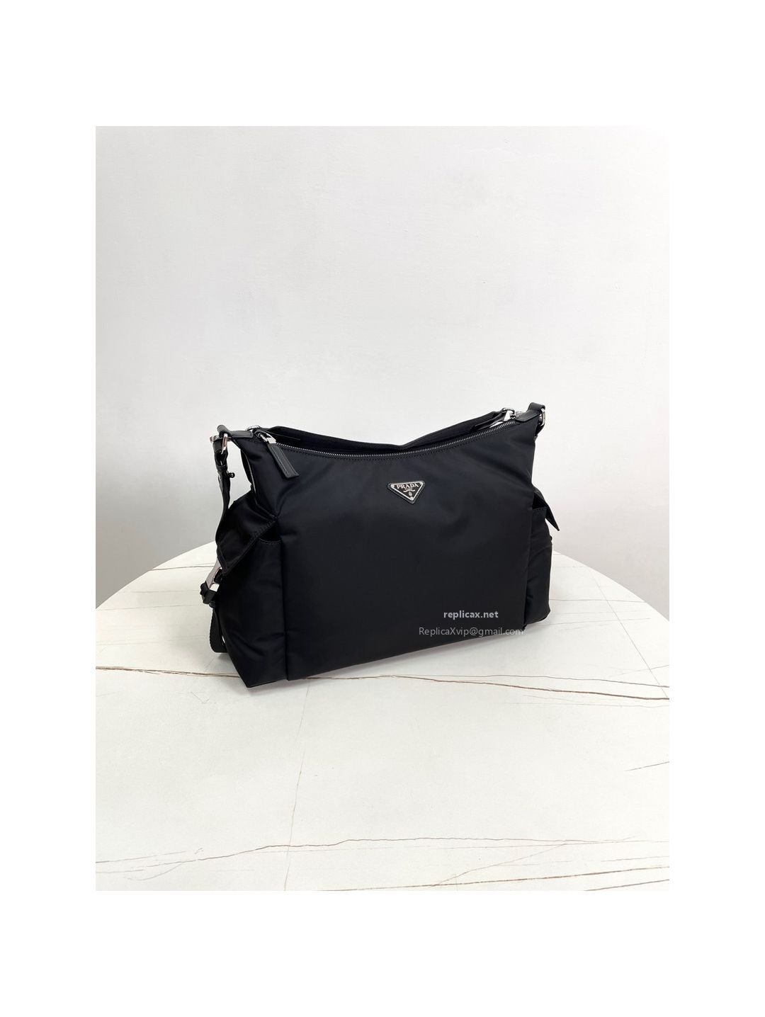 Prada Explore Re-Nylon Large Shoulder Bag Black 2VH204
