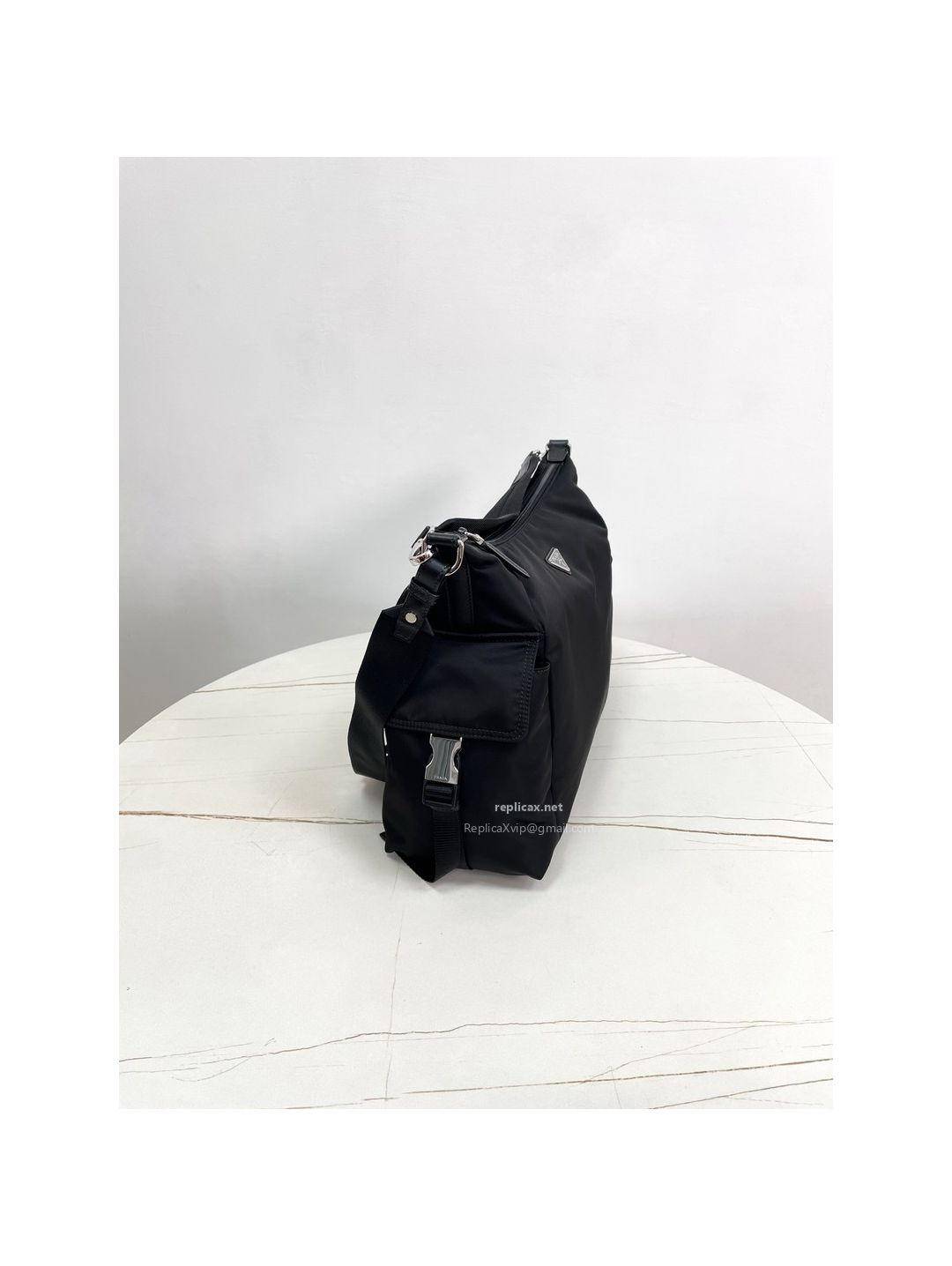 Prada Explore Re-Nylon Large Shoulder Bag Black 2VH204