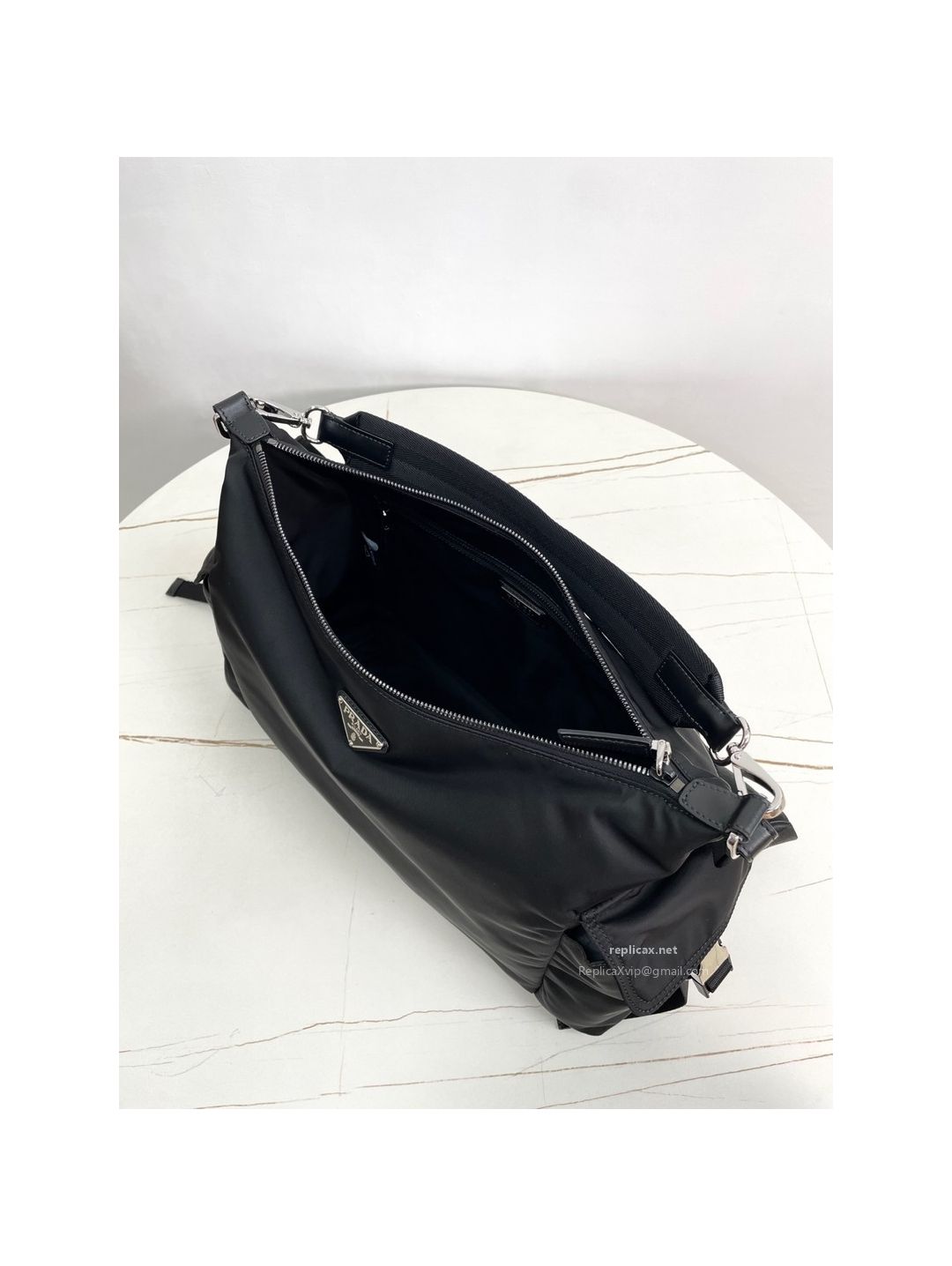 Prada Explore Re-Nylon Large Shoulder Bag Black 2VH204