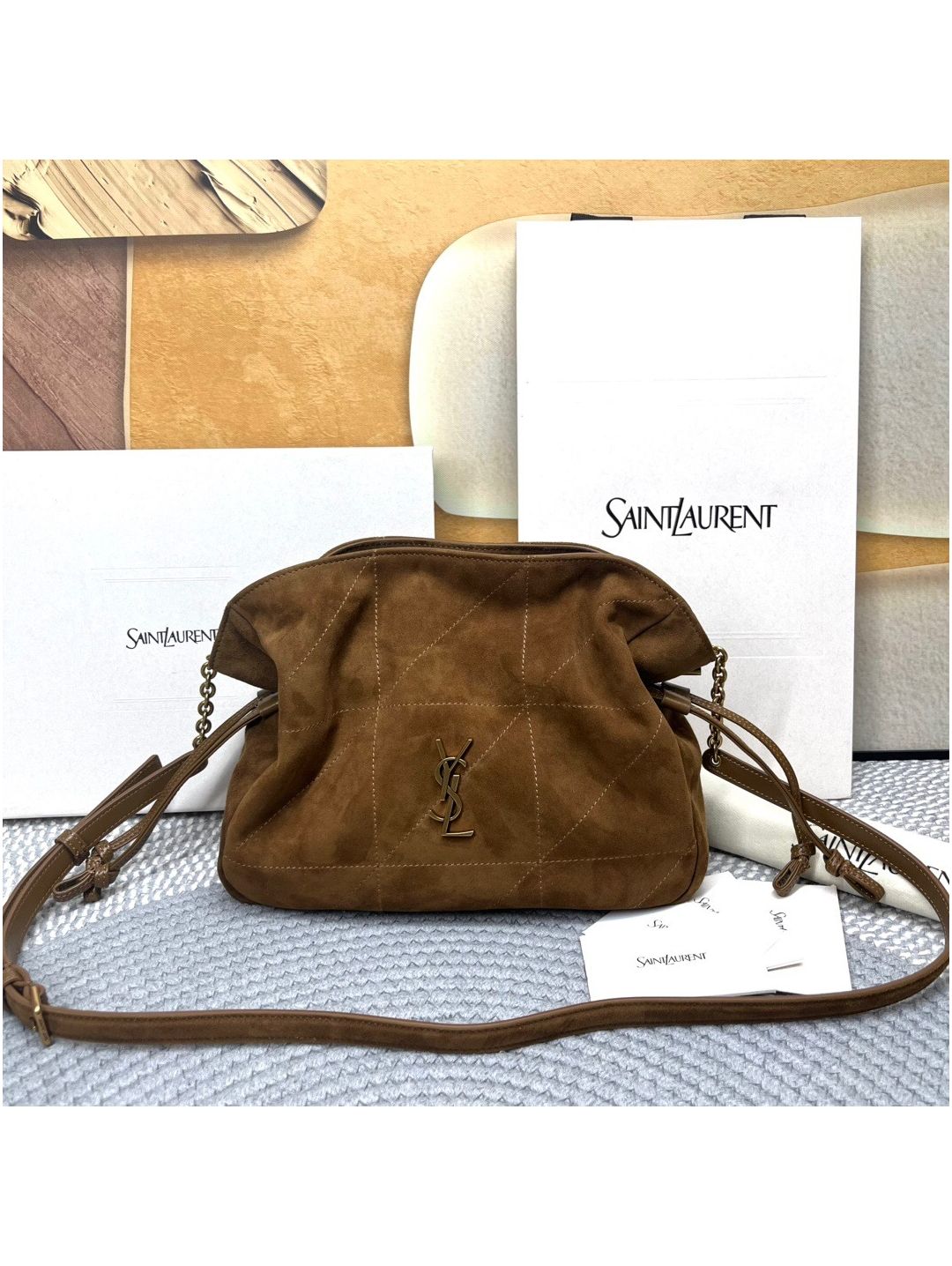 Saint Laurent YSL Jamie Brown Suede Shopping Bag 809824