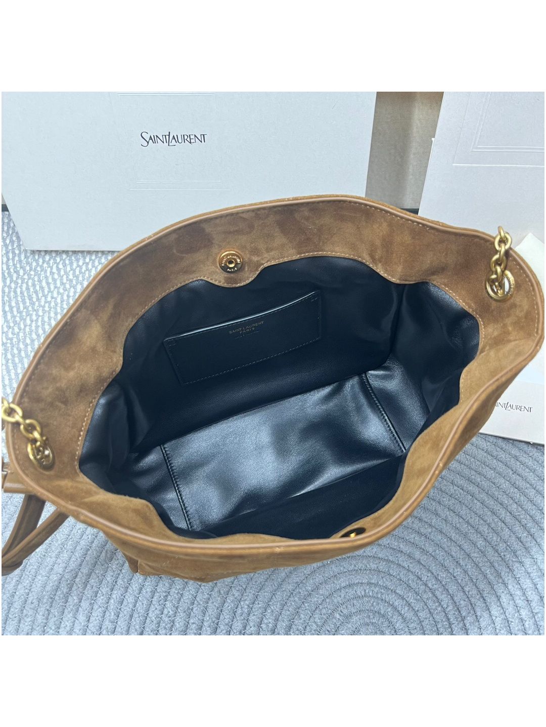 Saint Laurent YSL Jamie Brown Suede Shopping Bag 809824