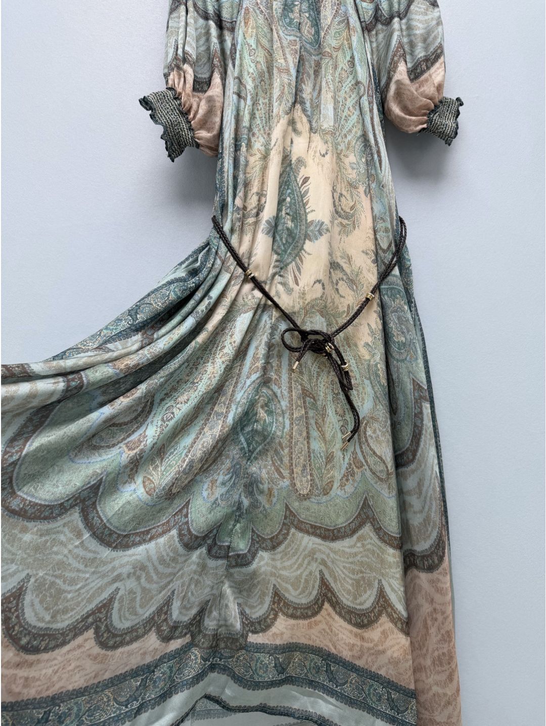 Zimmermann Stand Collar Puff Sleeve Dress in Multicolor