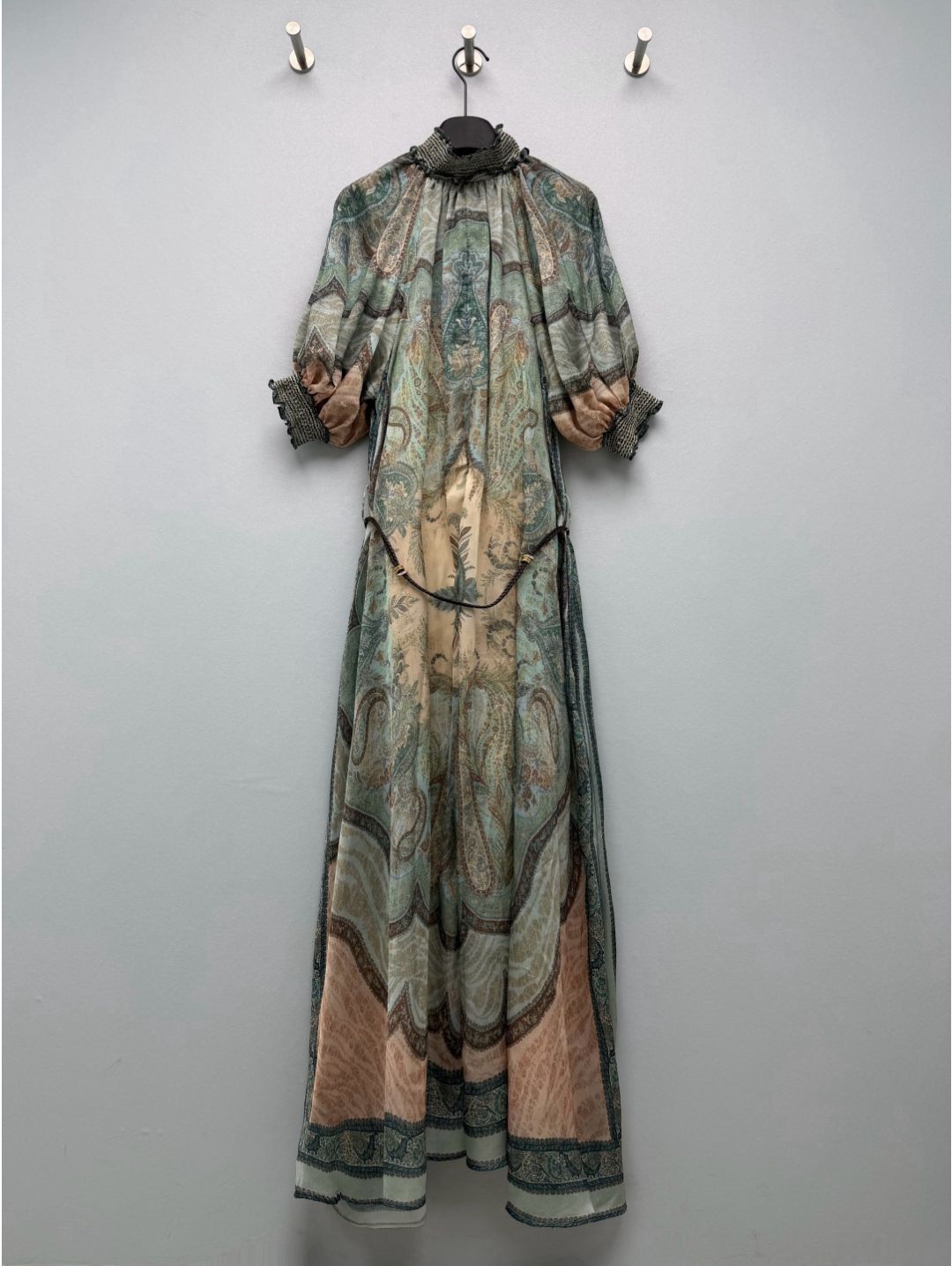 Zimmermann Stand Collar Puff Sleeve Dress in Multicolor