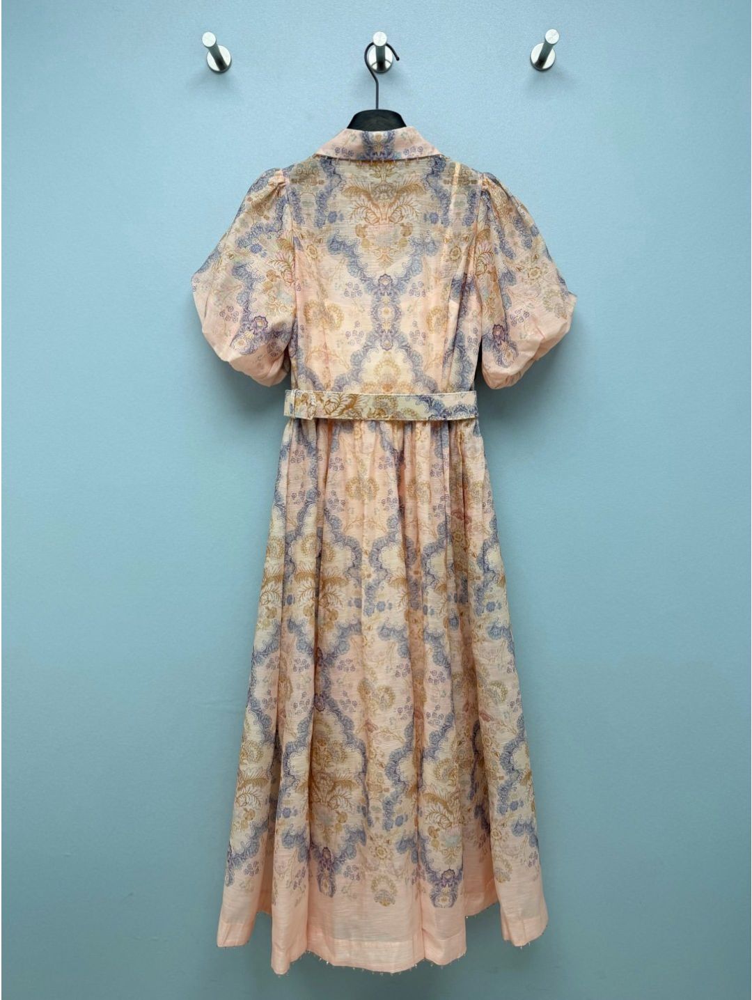 Zimmermann Turn-Down Collar Puff Sleeve Dress in Multicolor
