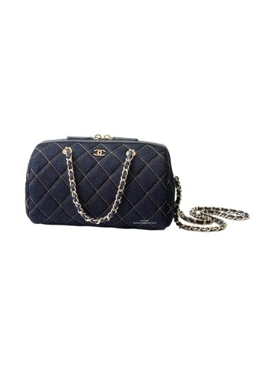 Chanel Dark Blue Denim Clutch with Chain Bag AP4986