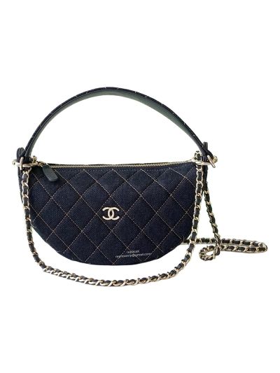 Chanel Dark Blue Denim Clutch with Chain Bag AP5094