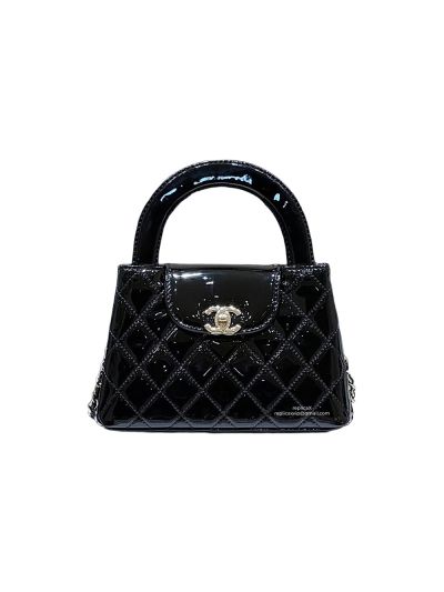 Chanel Vip Kelly Shopping Bag Black Mirror Calfskin AS4416