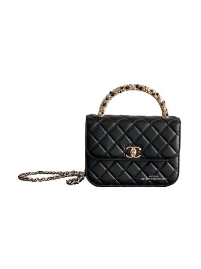 Chanel Clutch Flap Bag with Chain Black Lambskin