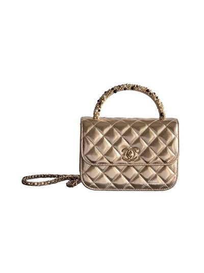 Chanel Clutch Flap Bag with Chain Gold Metallic Lambskin