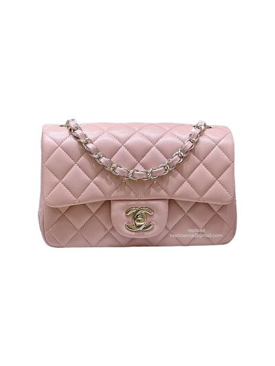 Chanel Vip Vintage Mini Flap Shoulder Bag Pink Quilted Lambskin Leather A1116