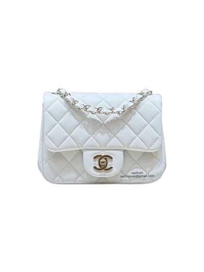 Chanel Vip Vintage Super Mini Flap Shoulder Bag White Quilted Caviar Leather A1115