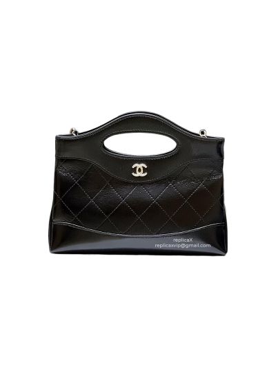 Chanel Vip Calfskin Leather Quilted Lambskin Mini 31 Shopping Sholder Bag Black AP3656