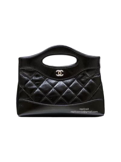 Chanel Vip Calfskin Leather Quilted Lambskin Mini 31 Shopping Sholder Bag Black-1 AP3656