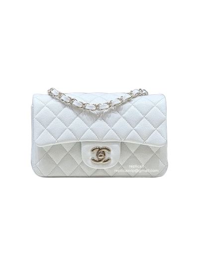 Chanel Vip Vintage Mini Flap Shoulder Bag White Quilted Caviar Leather A1116