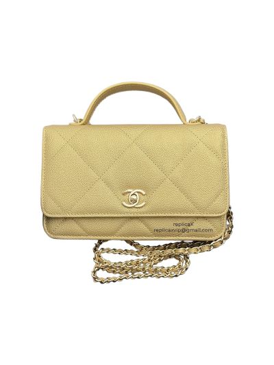Chanel CC Classic Wallet on Chain WOC Top Handle Shoulder Crossbody Bag Beige AA4931