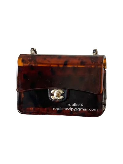 Chanel Mini Evening Flap Bag Brown Black Plexi AS6020