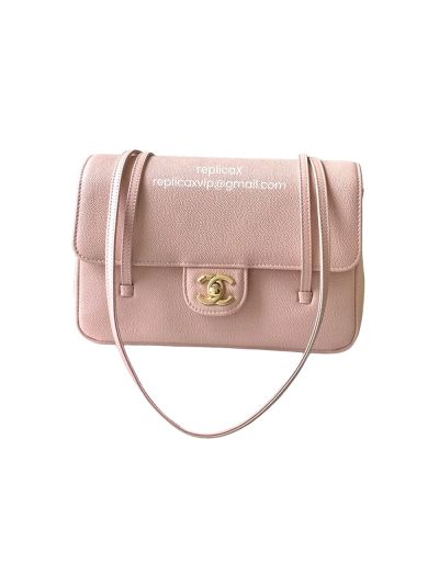 Chanel Small Flap Bag with Top Handle Pink Grained Shiny Calfskin AP6130