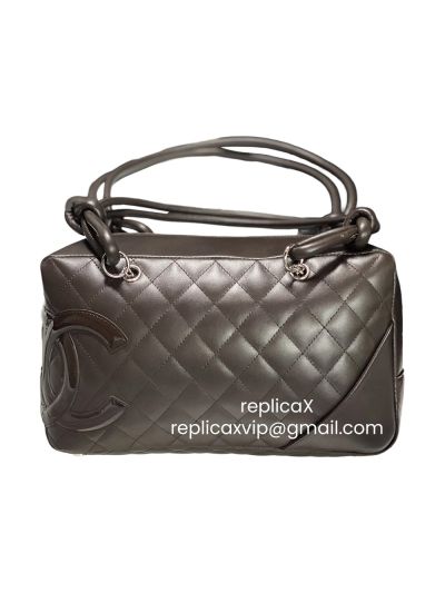 Chanel Medium CC Logo Cambon Ligne Bowler Tote Bag Black Quilted Leather AS25171 