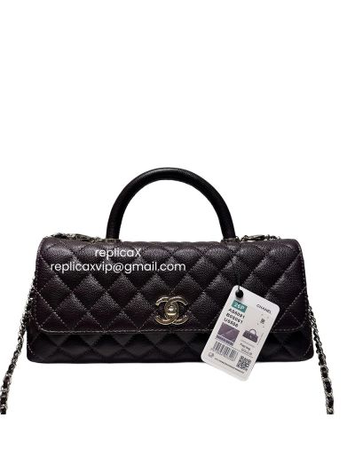 Chanel Maxi Flap Shoulder Bag with Top Handle Burgundy Goatskin Leather AS6091