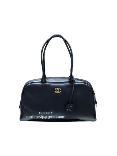 Chanel Vip Large Bowling Tote Bag Black Calfskin Leather AS6211