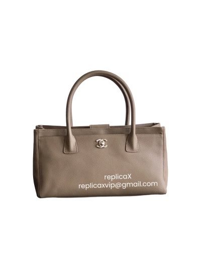 Chanel Medium Gray Calfskin Cerf Executive Shopper Tote Bag AS2156