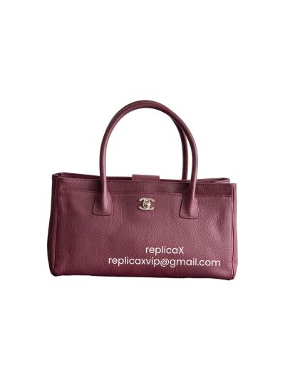 Chanel Medium Burgundy Calfskin Cerf Executive Shopper Tote Bag AS2156