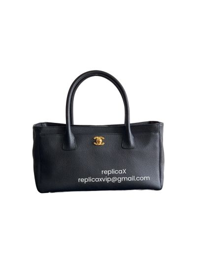 Chanel Medium Black Calfskin Cerf Executive Shopper Tote Bag AS2156