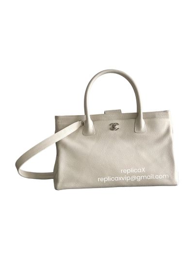 Chanel Large White Calfskin Cerf Executive Shopper Tote Bag AS2157