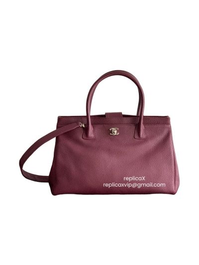 Chanel Large Burgundy Calfskin Cerf Executive Shopper Tote Bag AS2157 