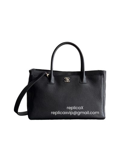 Chanel Large Black Calfskin Cerf Executive Shopper Tote Bag 