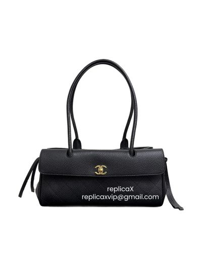 Chanel Small Urban Essential East West Shopping Tote Bag Black Caviar Leather