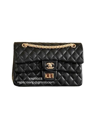 Chanel New 2026 Double Flap Shoulder Bag Black Quilted Lambskin Leather