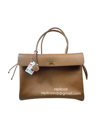 Chanel Large Shopping Tote Bag Light Brown Grained Calfskin Leather AS6289