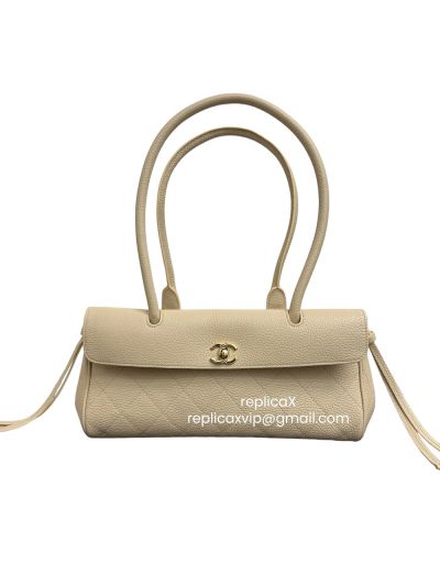 Chanel Small Urban Essential East West Shopping Tote Bag Beige Caviar Leather-1
