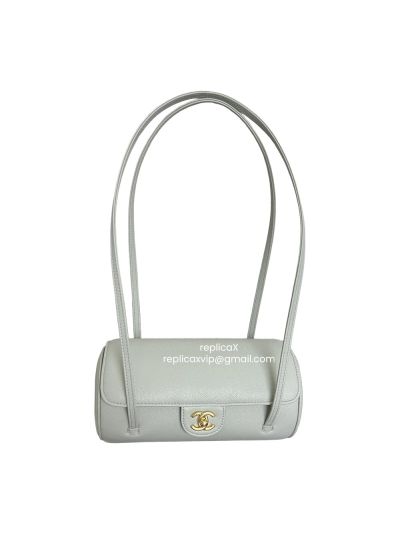 Chanel Preppy Coco Bowling Top Handle Bag Light Blue Shiny Caviar Leather