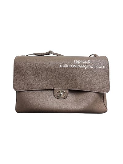 Chanel Grained Calfskin Souplissimo Maxi Largr Flap Shoulder Bag Gray